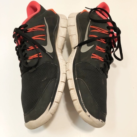 Nike Free 5.0 running shoes sneakers. Black & neon orange. Men's size 13 - Picture 4 of 12